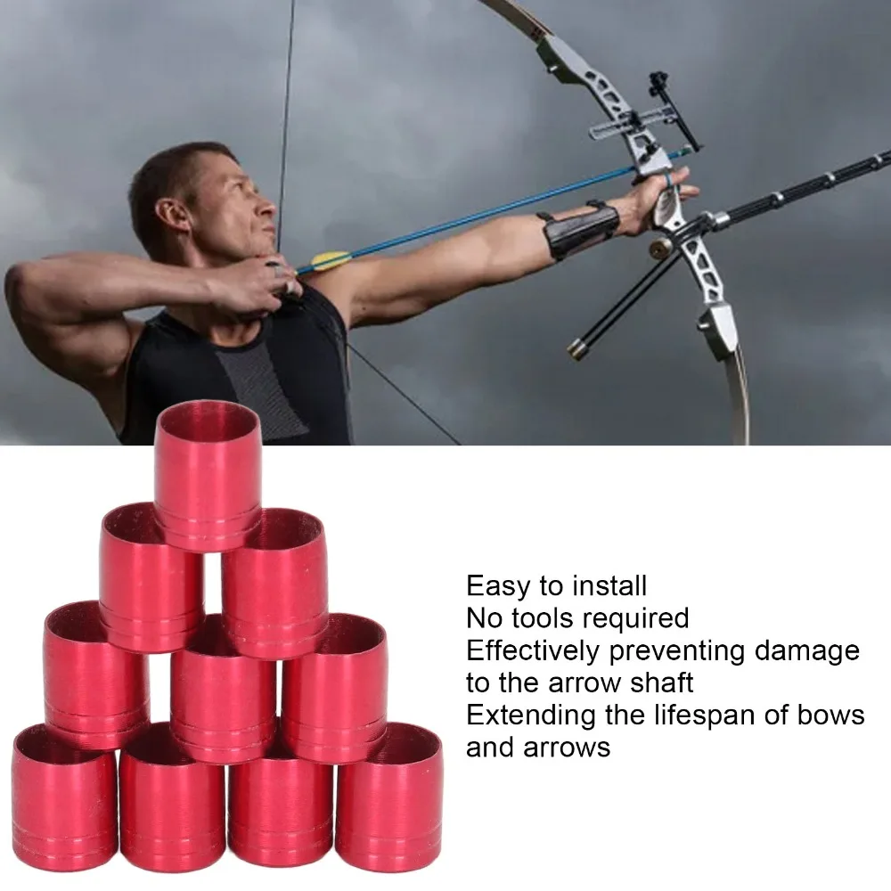 10PCS OD 7.6mm ID 6.2mm Archery Arrow Shaft Rings Aluminum Alloy Bow Arrow Support Rings Arrow Nock Rings Hunting Bow Arrow