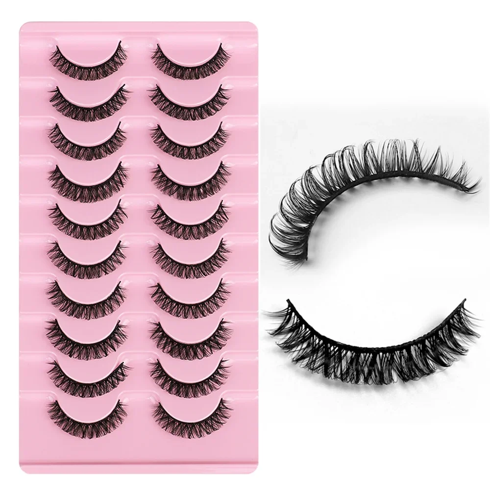 10Pairs Russian Strip Lashes Fluffy Mink Lashes 3D False Eyelashes Russian Volume Eyelashes Fake Eyelashes Makeup