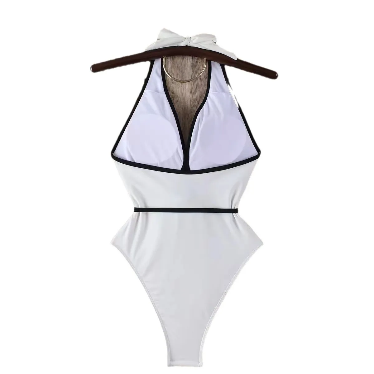 3D Flower Solid One Piece Swimsuit Women Black/White Swimwear Sexy Deep V Neck Swimming Suit Backless Bathing Suit for Women