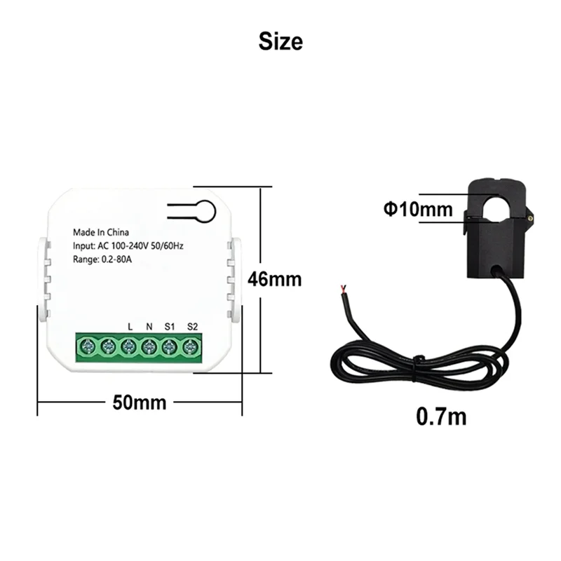 ABRW-2X Tuya Smart Life Wifi Energy Meter 80A พร้อม Current Transformer Clamp Kwh Power Monitor ไฟฟ้าสถิติ
