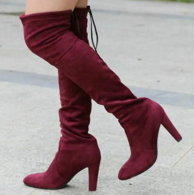 Over The Knee Women Boots Botas Mujer Invierno 2023 New In Stretch Fabrics High Heel Slip on Shoes Pointed Toe Long Botte Femme