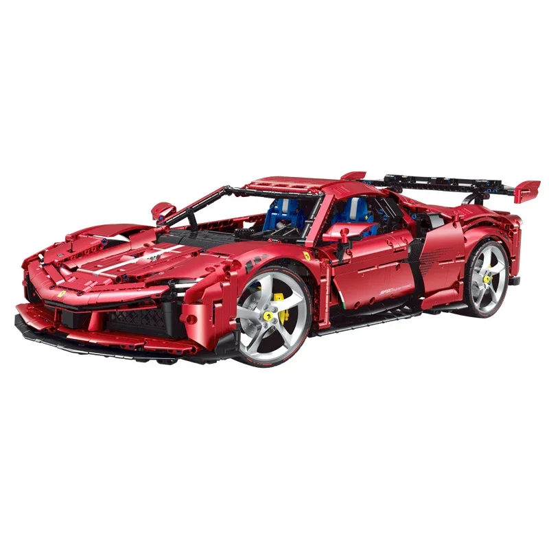 GULY 10623 SF90 Limited Edition Metallic Rode Bricks Sportwagen 1:8 Bouwstenen Snelheidsauto DIY Speelgoed Kerstcadeau Jongens Kinderen