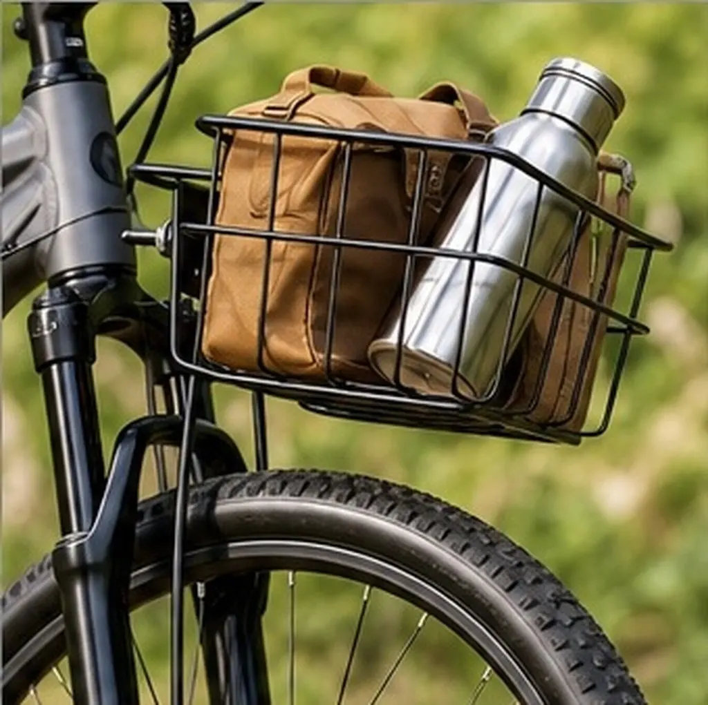 Bike Rack Bicycle Supply Basket for Front Bracket Shelf Black Bicycles Cargo Holder