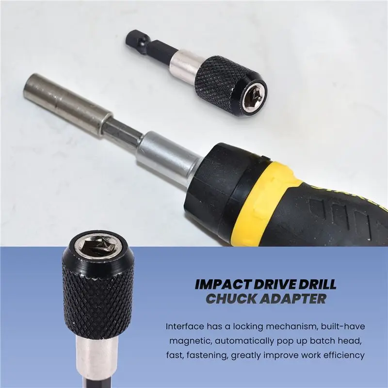 WORTHOWN-1/4 Inch Impact Drive Hex Shank Quick Release Change Holder Bit Drill Chuck Adapter