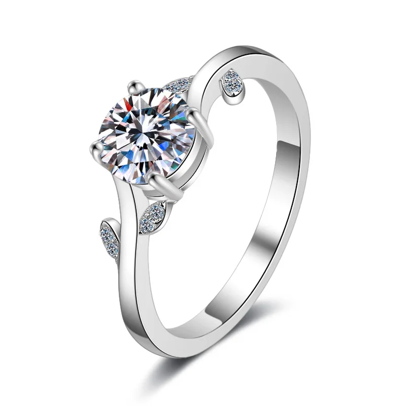 Luxury 18k White Gold Platinum PT950 1ct Moissanite Wedding Ring for Women Rings Stylish Jewelry