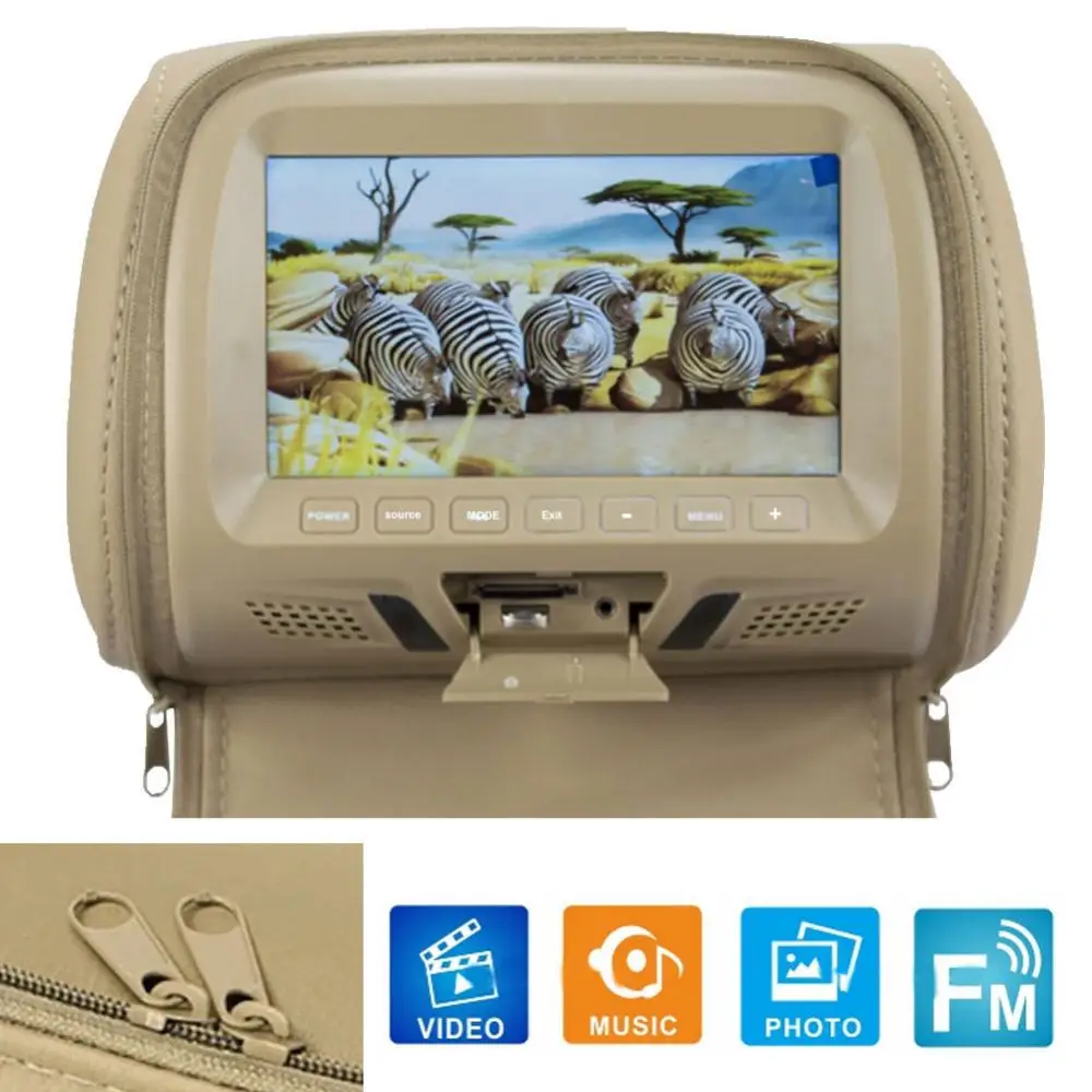 Universal 7 inches Automobile Car Headrest Monitor Rear Seat Entertainment Multimedia General AV USB SD MP4