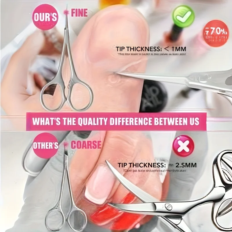 1 Stück Nagelhautschere aus Edelstahl mit gebogenen Klingen – Präzision, Wimpern, Nagelpflegeschere, Schärfpräzision, Fußreparatur