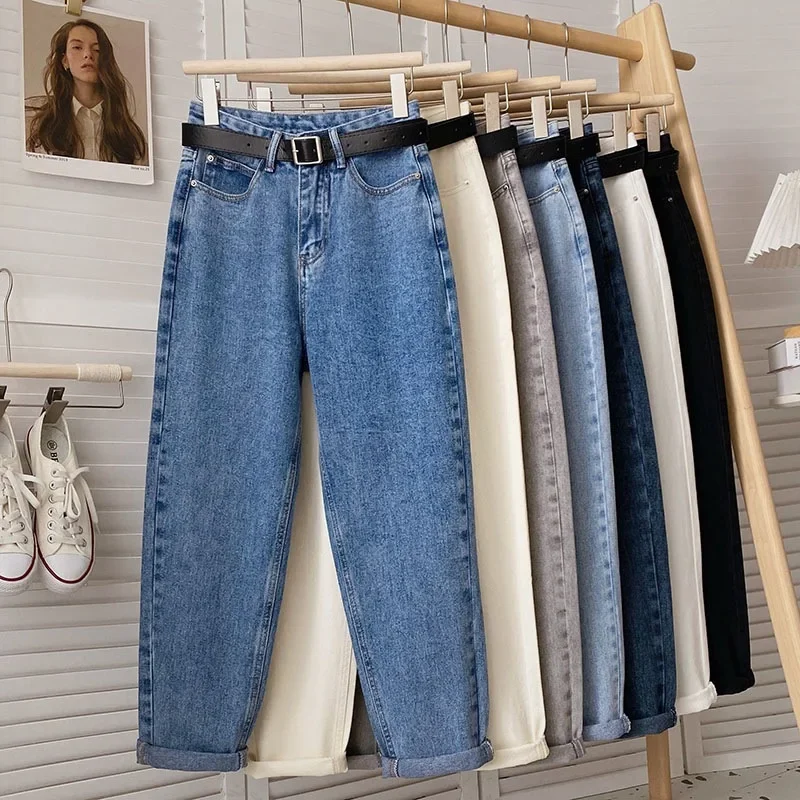 Vintage Harajuku Women's Jeans Summer Thin High-waisted Loose-fit Straight-leg Petite 9 Points Slimming Carrot Pants