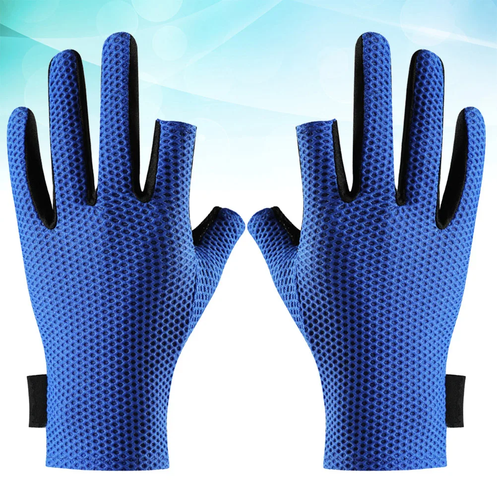 

1Pair Sun-Proof Outdoor Sports Gloves 2 Cut Finger Design Non-Slip Breathable Ice Silk Silica Gel for Cycling Riding Climbing
