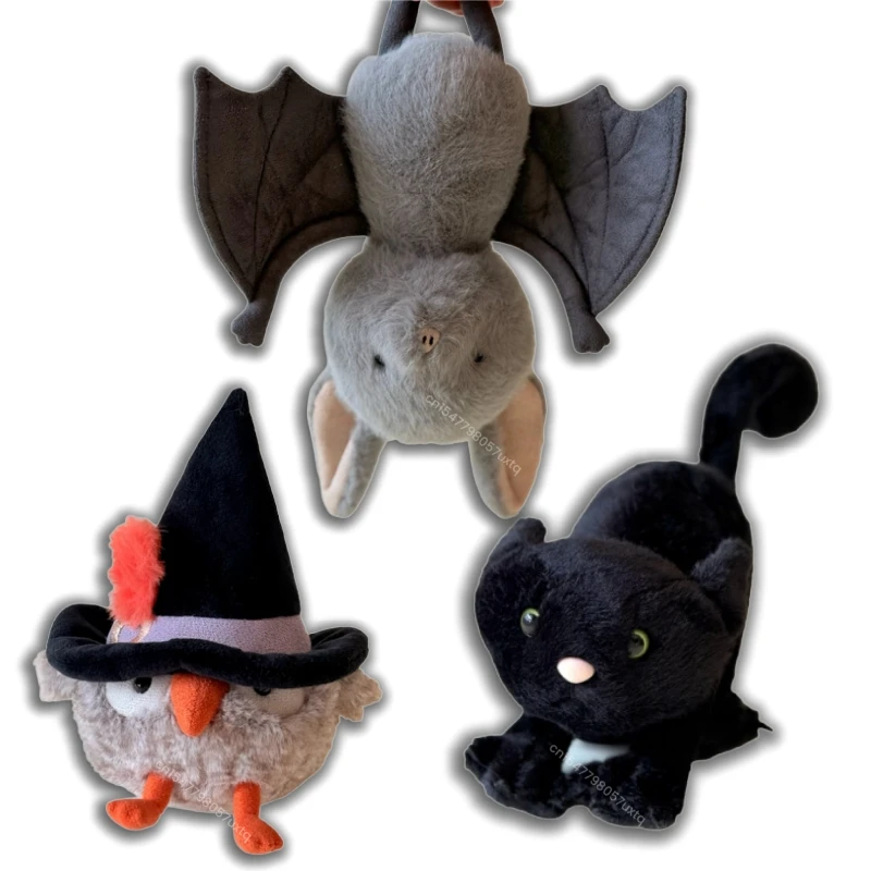 

Kawaii Хэллоуин Сова Черный Кот Мягкое Животное Серый Летучая Мышь Плюшевые Ведьмы Птица Плюшевая Игрушка Очаровательный Декор Комнаты Игрушки Подарки