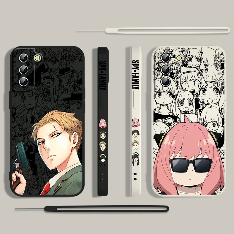 SPY×FAMILY Anya Yor Phone Case For Samsung Galaxy S24 S23 S22 S21 S20 Pro FE Plus Ultra Liquid Left Rope Cover