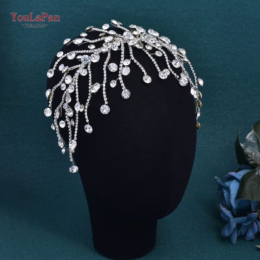 YoulaPan-Luxo Rhinestone Headband para a Noiva, Handmade Casamento Headpiece, Acessórios de Cabelo, Bridesmaid Party Headdress, HP729