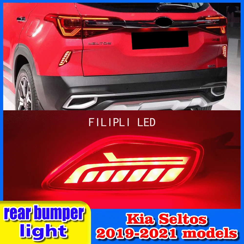 For Kia Seltos 2019-2021 models 3-function rear bumper light LED brake light sequential turn signal Fog bar lights 2 packs
