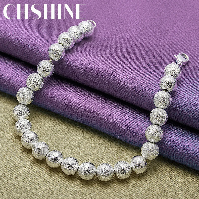 

CHSHINE 925 Sterling Silver Matte Beaded 8MM Chain Bracelet For Women Fashion Charm Jewelry Wedding Party Gifts