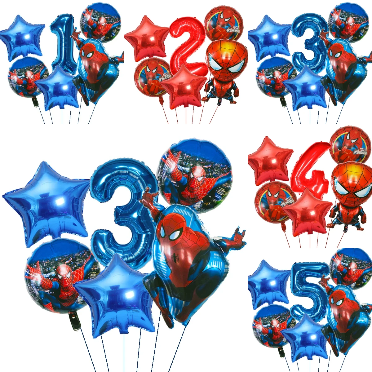 6 pièces dessin animé araignée fête ballons bleu rouge ballon enfants garçon Super héros thème fête d'anniversaire décorations bébé douche Air Globos