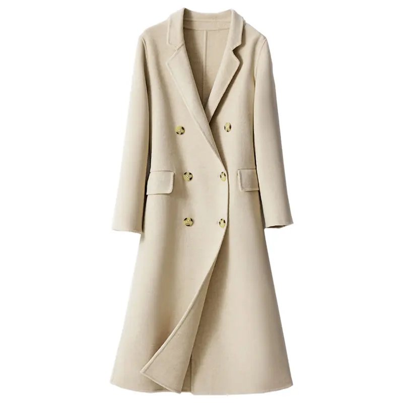 100% Wool Coat Factory Wholesale Ladies Pure Woolen Long Coats Top Quality Customized Service MC818