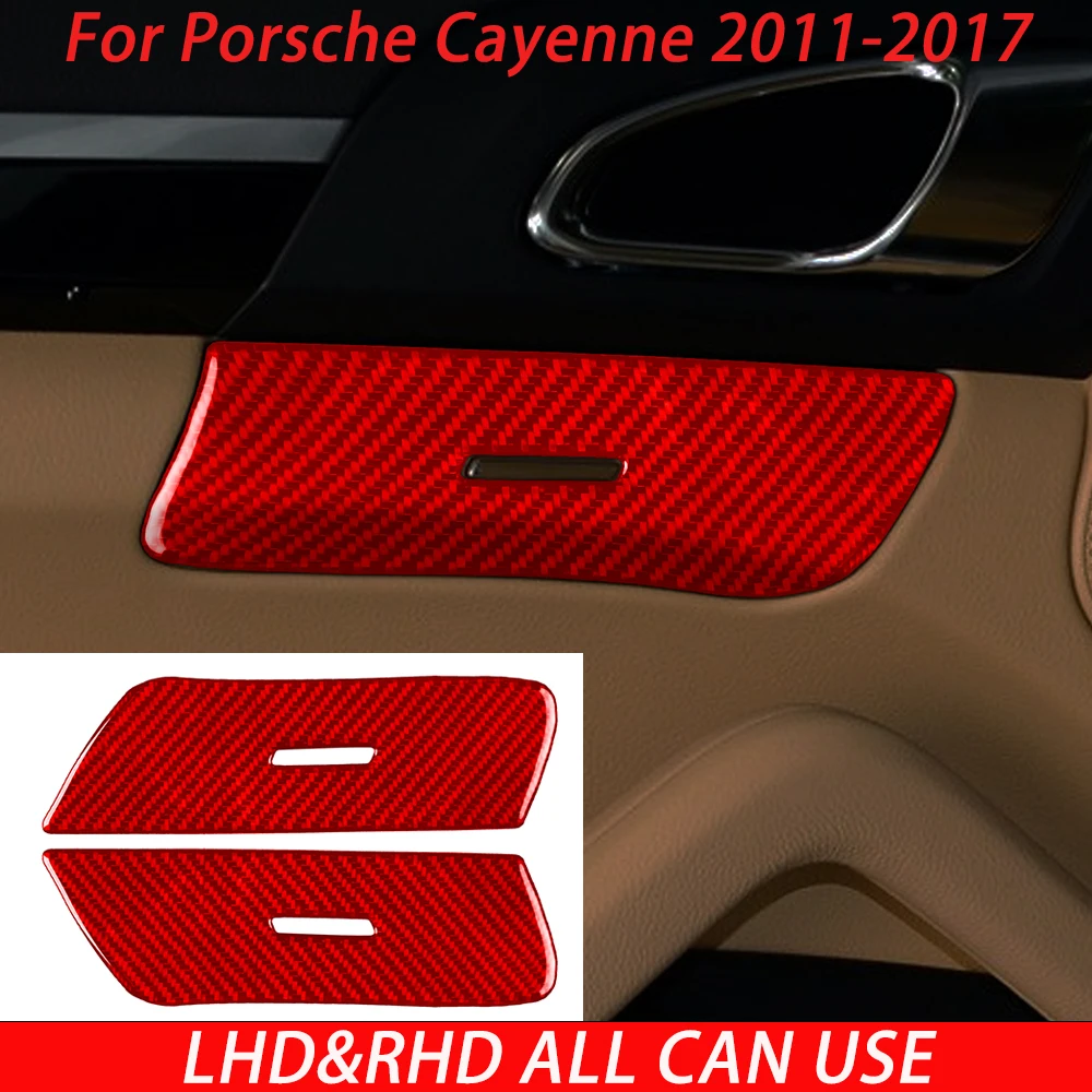 Carbon Fiber Sticker For Porsche Cayenne 958 2011 2012 2013 2014 2015 2016 2017 Rear Door Storage Panel Decal Gift for Car Lover