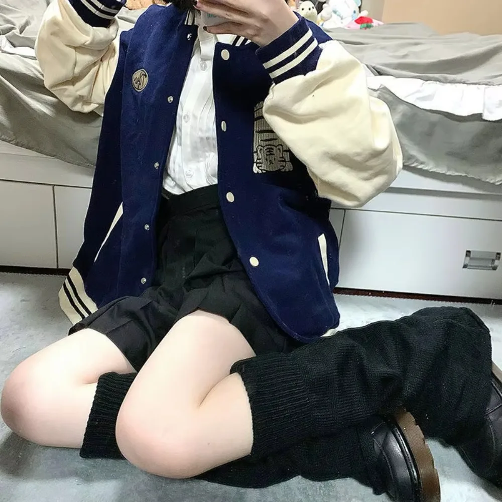 1 pair Stylish Flared Hem Leg Warmers Stretchy Solid Color Boot Covers Wide Cut Uniform Socks Winter Season