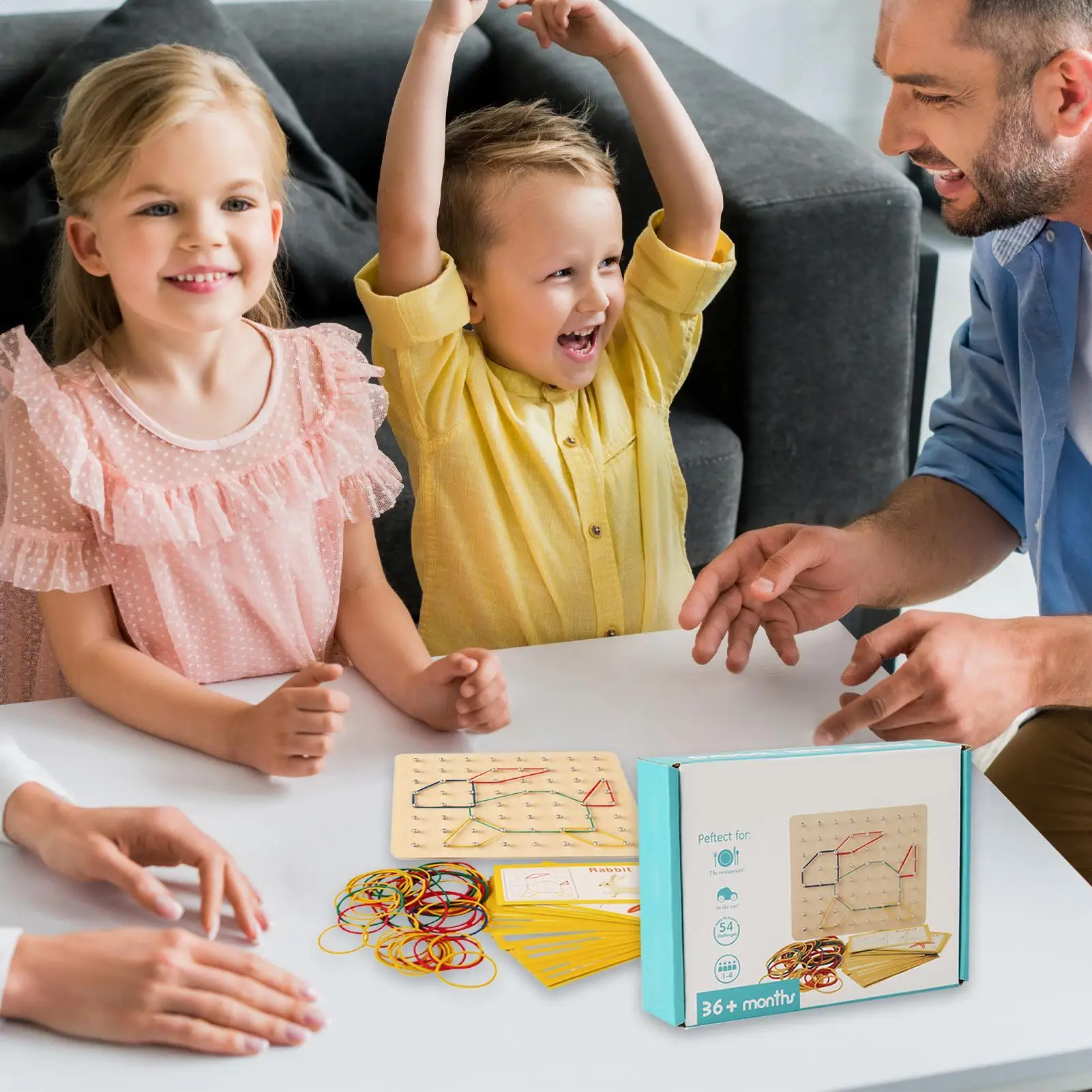 Wooden Geoboard Wooden Creative Nail Board Graphical Mathematical Educational Toy Manipulative Pattern Blocks For Preschool Home
