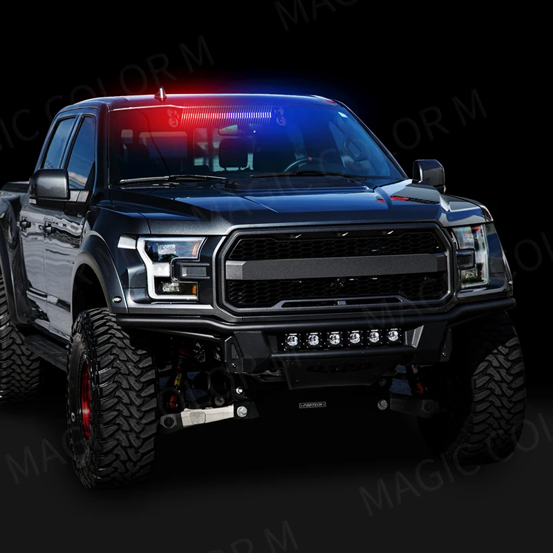 Magic colorM Emergency Grill Warning Lamp LED Strobe Police Light For Auto 80 led Windshield Bar Traffic Flashlight Car Blue Red