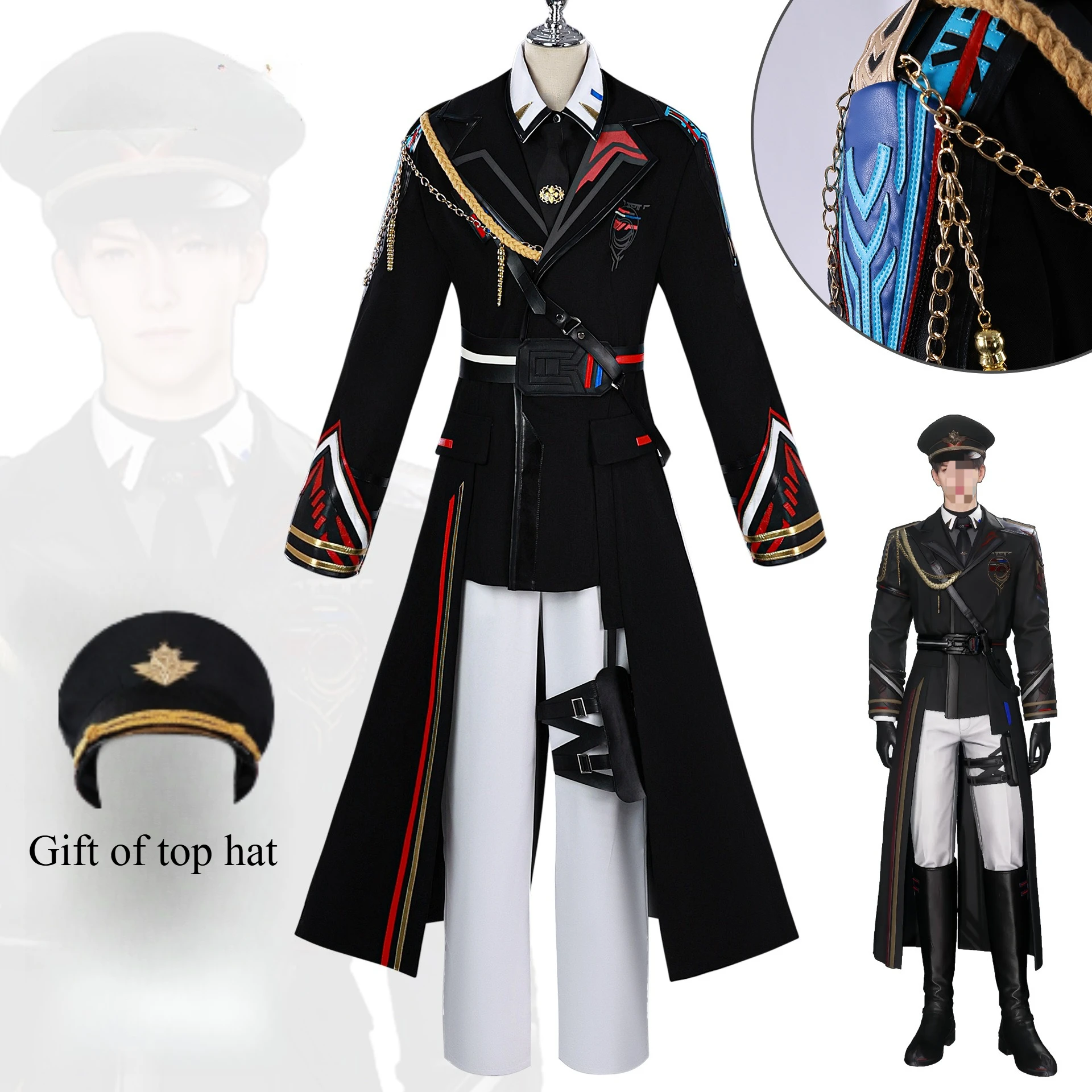 

Anime Cosplay Costume Black White Star Officer Formal Uniform Outfit Lianyu Shenkong Inspired Roleplay Suit Inspired Costume2D