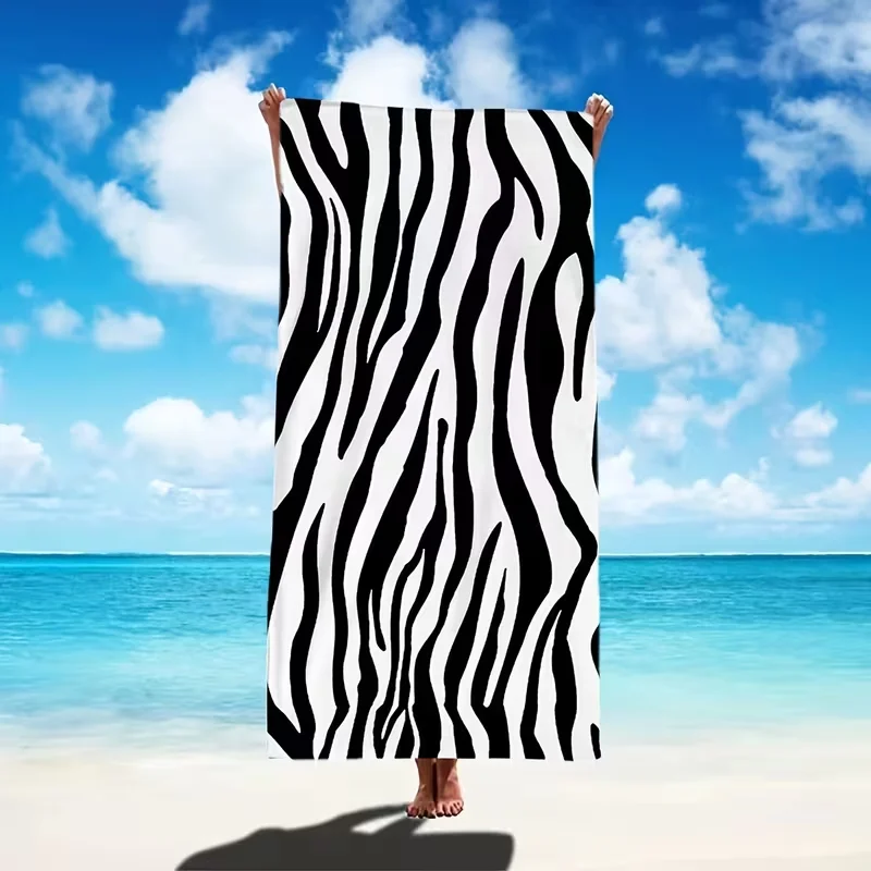 Super Beach Towel with Rainbow Stripe Design Soft and Absorbent Multifunctional Towel with Excellent Wrapping Ability Bath Towel