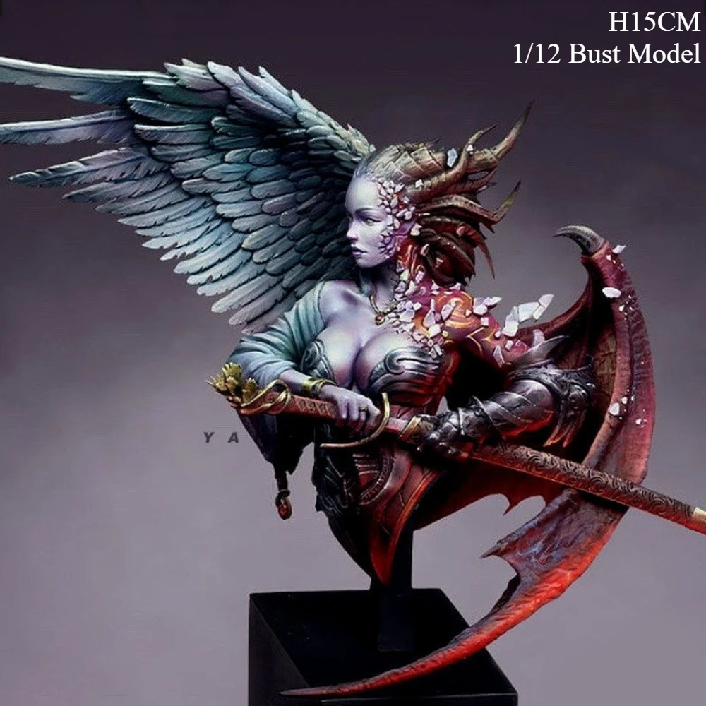 1/12 Angel of Hell Bust Resin White Model Bust Model Assemble and Color By Yourself DIY Coloring Funny Figurines