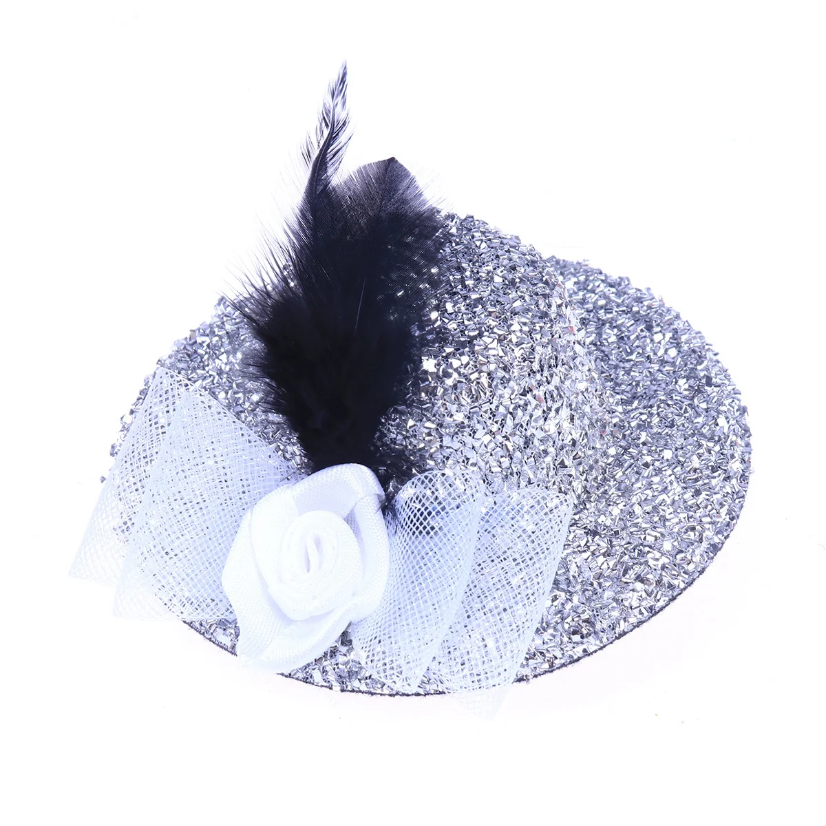 

Silver Mini Hat Clip Headdress for Women Girls Dancing Party Masquerade Cosplay Banquet Stage Performance Hats Headwear