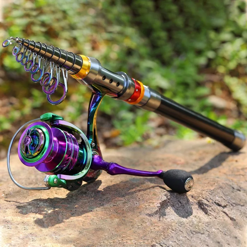 Zestaw wędki spinningowej Sougayilang 1,8-3,6 m wędka teleskopowa z włókna węglowego 5,0:1/4,7:1 8 kg maksymalny kołowrotek do wędkowania w podróży Combo — zdjęcie 6