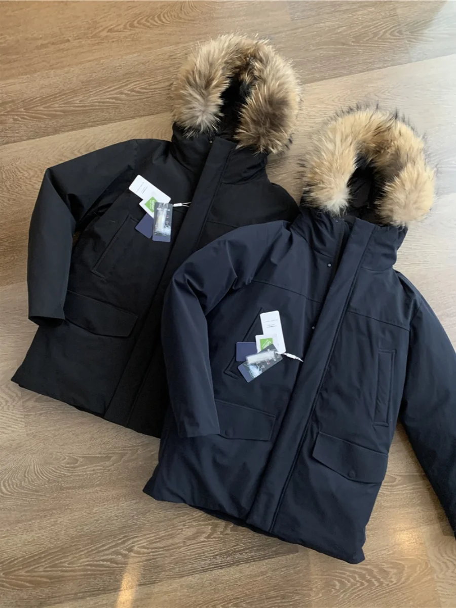 

Мужская пуховая куртка 90% пух, белая, с меховым воротником, всесезонная, модная, городская, ветрозащитная, теплая верхняя одежда