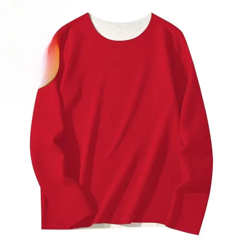 

Loose Fit Men's Long Sleeve round Neck Thermal Shirt Black Pure Cotton Comfortable Breathable Casual Top for Autumn