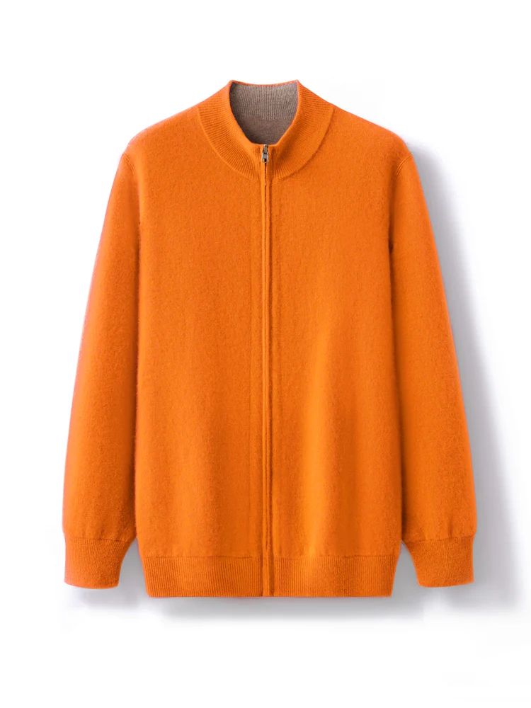 Smart Casual Autumn Winter Man Sweater 100% Merino Wool Knitted Cardigan Long Sleeve Clothing Tops Men Double-Sided Outerwear