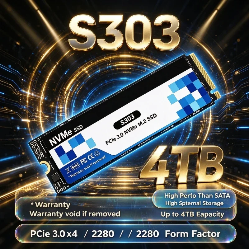 S303 M.2 PCIe3.0 NVMe SSD New Original 500GB 1TB 2TB 4TB High-speed Solid State Storage Internal Hard Drive For Laptop Computer
