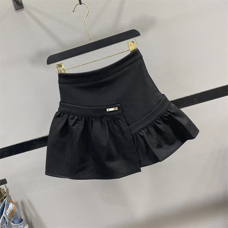 Matakawa Irregular Patchwork Mini Skirts Spring Autumn A-line Vintage Faldas Mujer Korean Fashion Solid Elegant Women Skirt