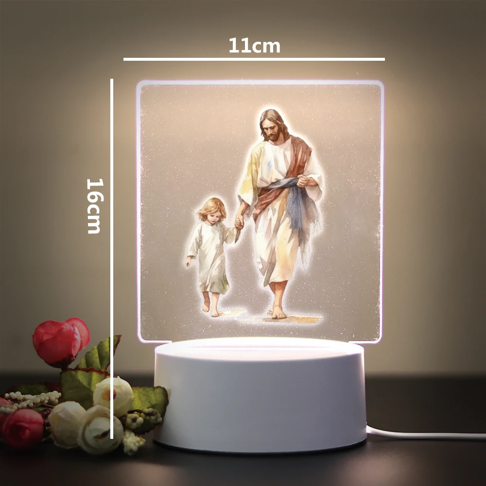 Jesus Cute  3D Night Light Bedside Rechargeable Night Lights Children\'S Christmas Gift