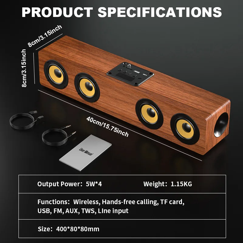 Wood Grain Color Four-Speaker Desktop Speaker Mobile Phone Computer Projector Wireless Portable Subwoofer Bluetooth Speaker