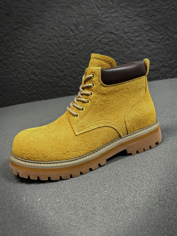 

Classic Design Men Motorcycle Boots Genuine Leather Thick Sole Outdoor Hiking Work Shoes Premium High Top Ankle Boots