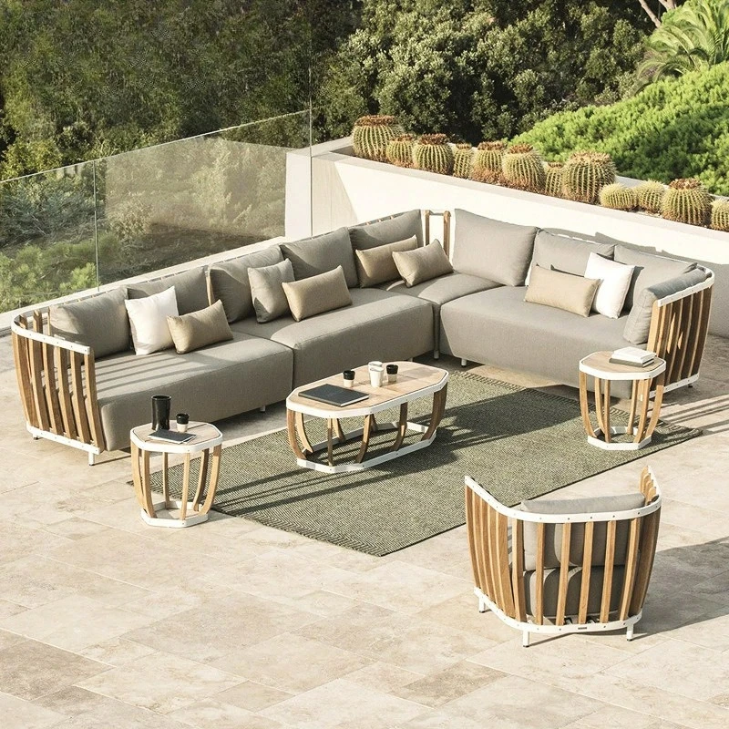 

Outdoor sofa teak villa leisure combination rattan chair solid wood coffee table outdoor garden courtyard model room furniture
