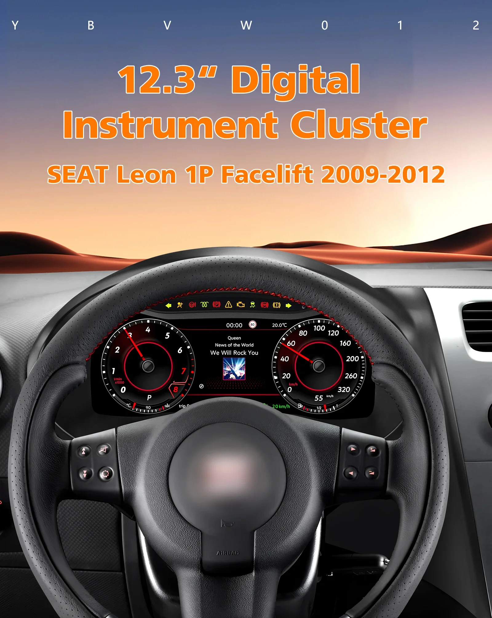 Hizpo 12.3 inch Car Auto Lcd Digital Dashboard Cluster Gauges For SEAT Leon 1P Facelift 2009-2012 modify Auto Radio Instrument