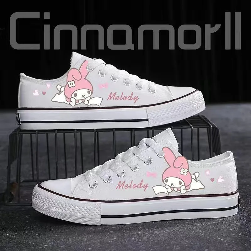 

Sanrio My Melody Shoes Cinnamoroll Kuromi Low Top Canvas Shoes Women Casual Couple Shoes 2024 Spring/Summer New Lolita Sneakers