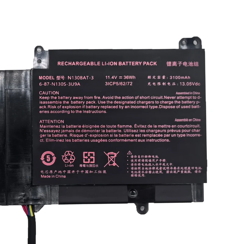 N130BAT-3 Laptop Battery for CLEVO N130BAT-3 6-87-N130S-3U9A  N130BU 130WU N131BU N131WU NP3130 Pro 13 14 11.4V 36Wh