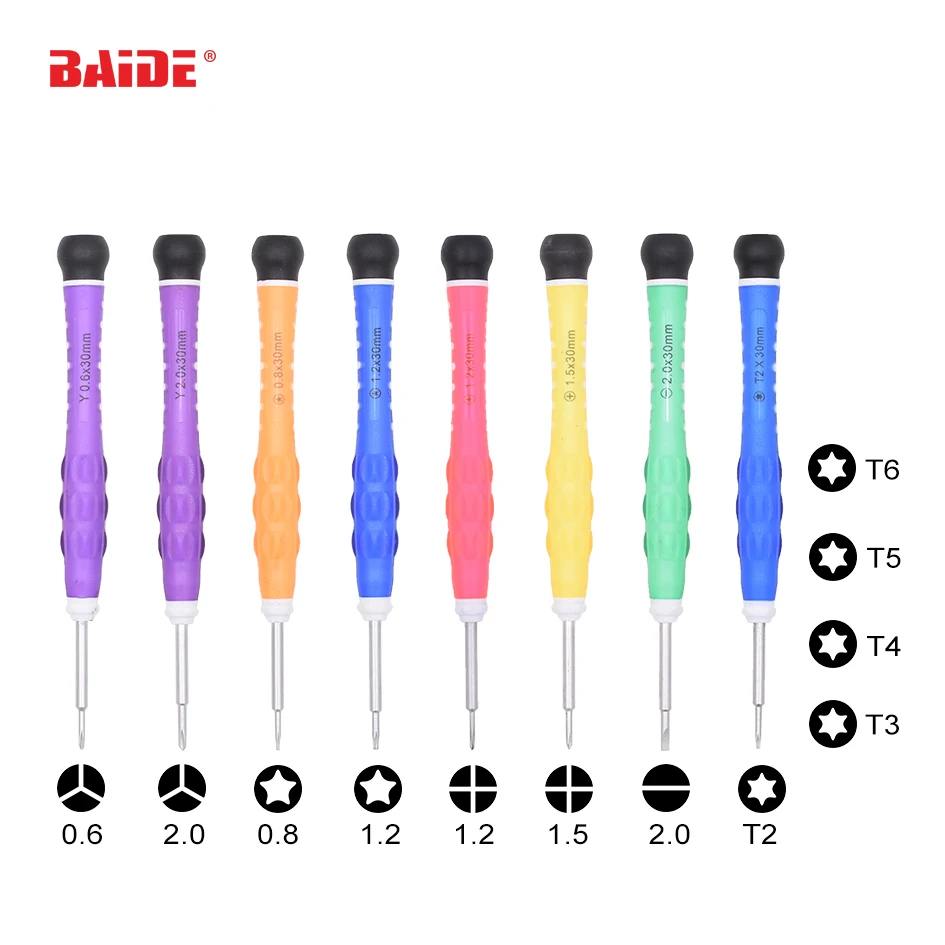 

Hot sale 125mm Color Bar PVC Screwdriver PH00 0.6Y 0.8 Pentalobe 1.2 pentacle for iPhone 7 Molibe Phone Screwdrivers iPad