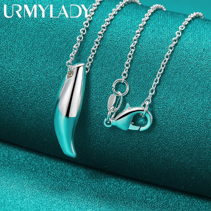 

URMYLADY 925 Sterling Silver Smooth Geometry 16/18/20/22/24/26/28/30 Inch Pendant Necklace For Women Wedding Fashion Jewelry