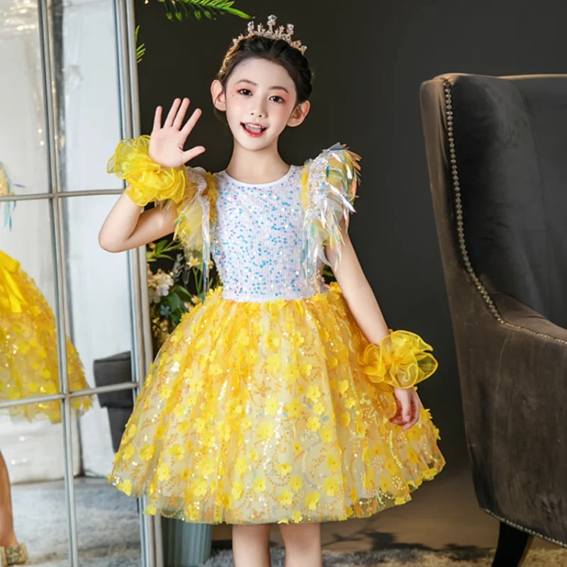 

Kids Ballroom Clothing Sequined Modern Dance Tutu Dress Girls Jazz Dance Costume Stage Wear Festival Celebration Modern dance