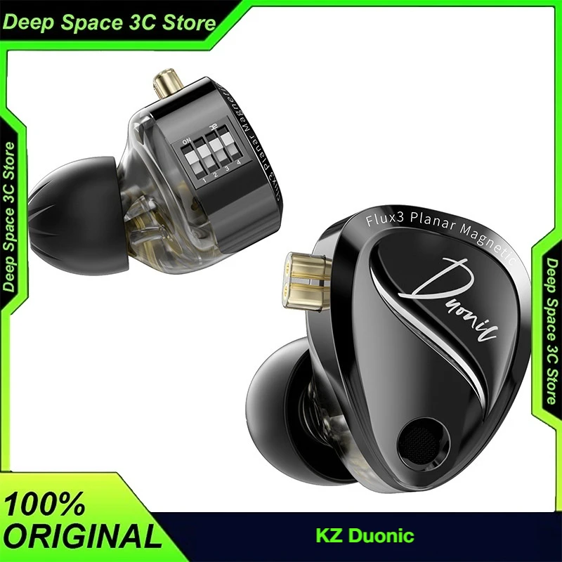 KZ Duonic In Ear Wired Earphones Tri-Magnetic Planar Driver & Dynamic Driver HiFi IEM Classical Jazz Pop Gaming Movie Compatible