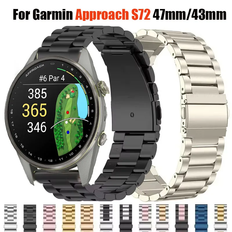 20MM 22MM Stainless Steel Metal Strap For Garmin Approach S72 47mm/43mmBand For Garmin Forerunner 55 165 245 255 265 645 245