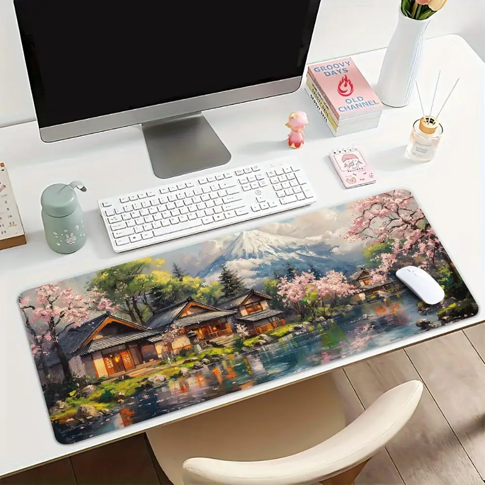 Elegant village scenery Mouse Pad Desk Mat Large Computer Office Carpet XXL Mousepad Gamer Gaming PC Accessories Keyboard Rug 3