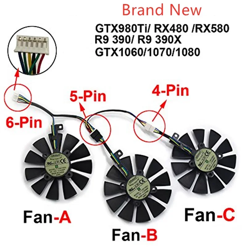 

Новый 87 мм компьютерный кулер для видеокарты Вентиляторы охлаждения для ASUS Strix GTX 1060 1070 1080 GTX10 80Ti RX 480 580 R9 390 T 129215 СУ