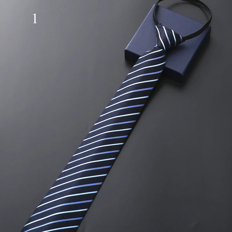 New Zipper Ties for Men Solid Striped Neckties Men's Lazy Ties Skinny Necktie For Classic Wedding Party