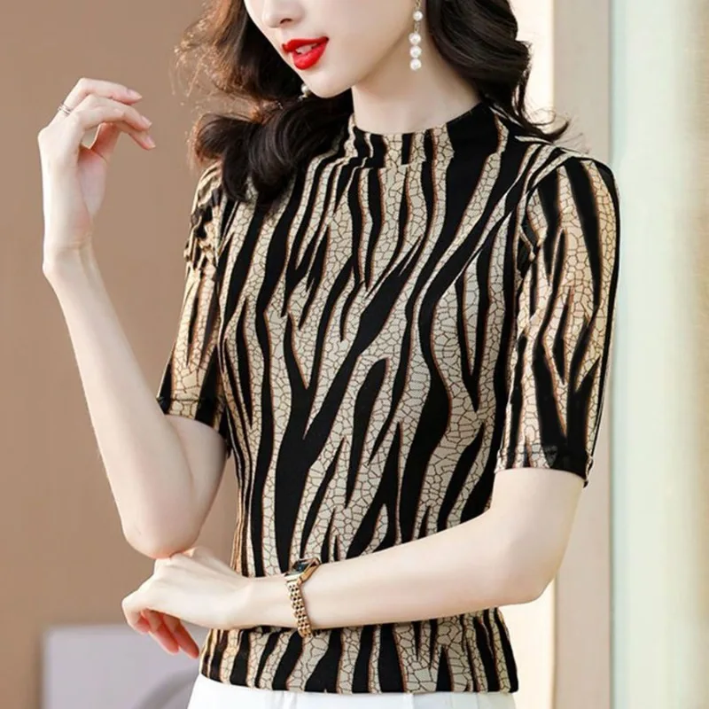 Women Clothes Summer Casual Fashion Korean Simplicity Half Sleeve T-Shirt Women's Trend All-match Elegant Temperament Slim Tops